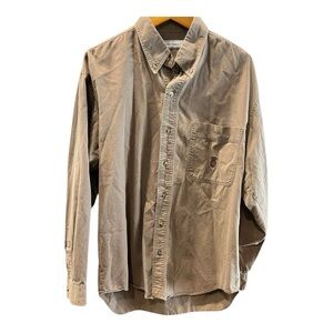 Vintage Bugle Boy Tan Button-Up Long Sleeve Shirt Size Medium